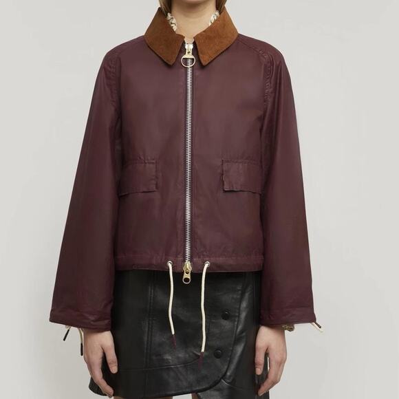 Barbour x Alexachung Margot Wax Waterproof Short Fit Rain Jacket Coat US 8 - Picture 1 of 4